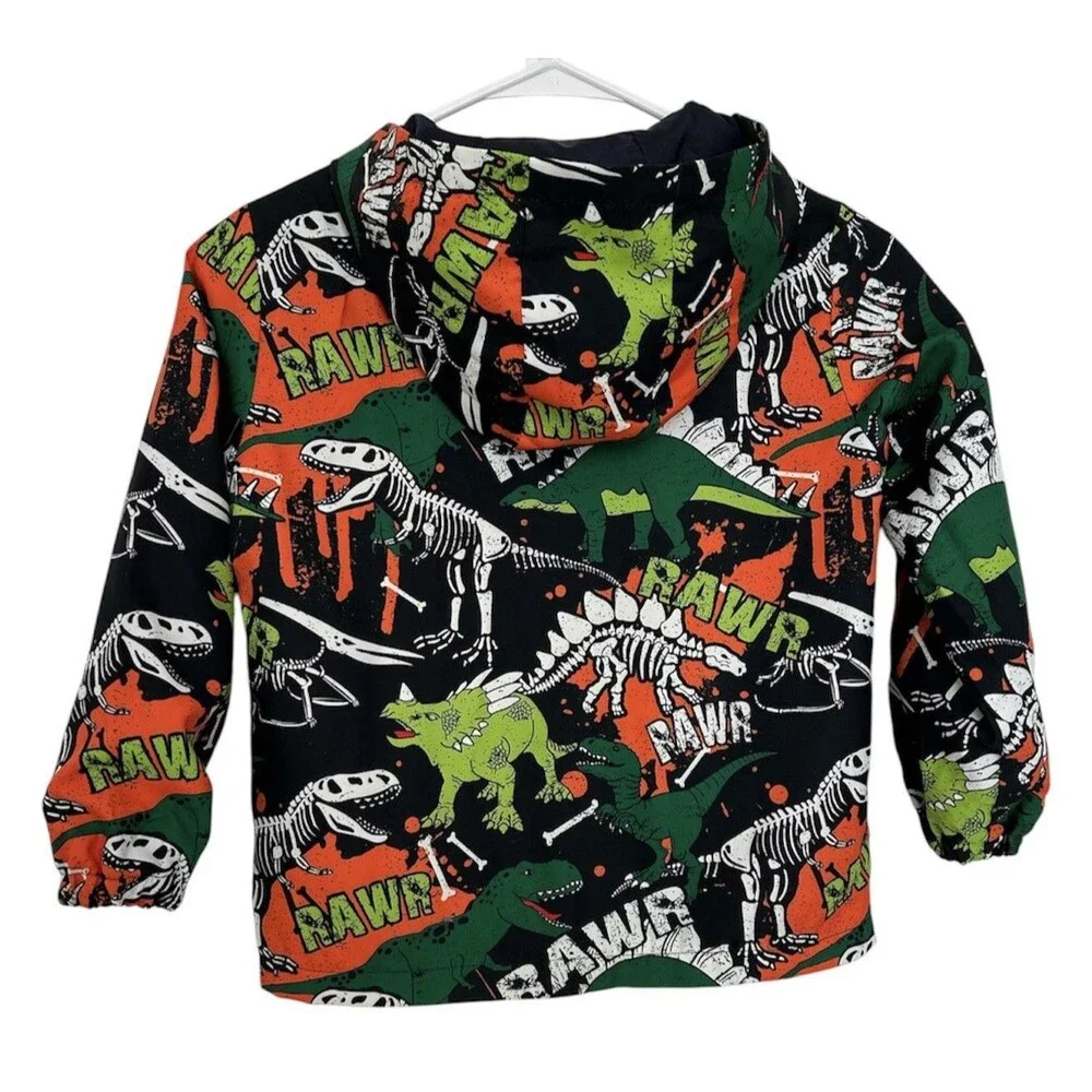 NWOT JOMAKE Boys Dinosaur Full Zip Windbreaker Jacket Size 130 S 7-8
